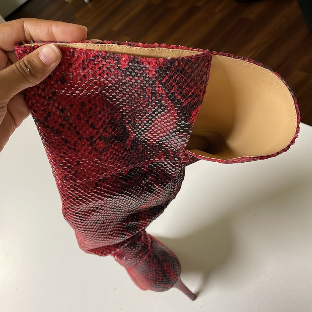 Gently Used Jessica Simpson Red Snakeskin Knee-High Boots - Picture 6 of 10